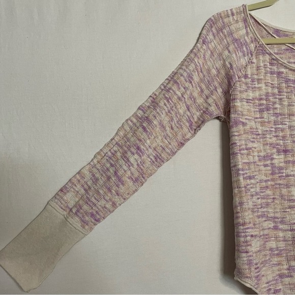 Free People We the Free Pink Combo Spaced Out Long Sleeve Cozy Knit Top Sz L - Picture 16 of 16